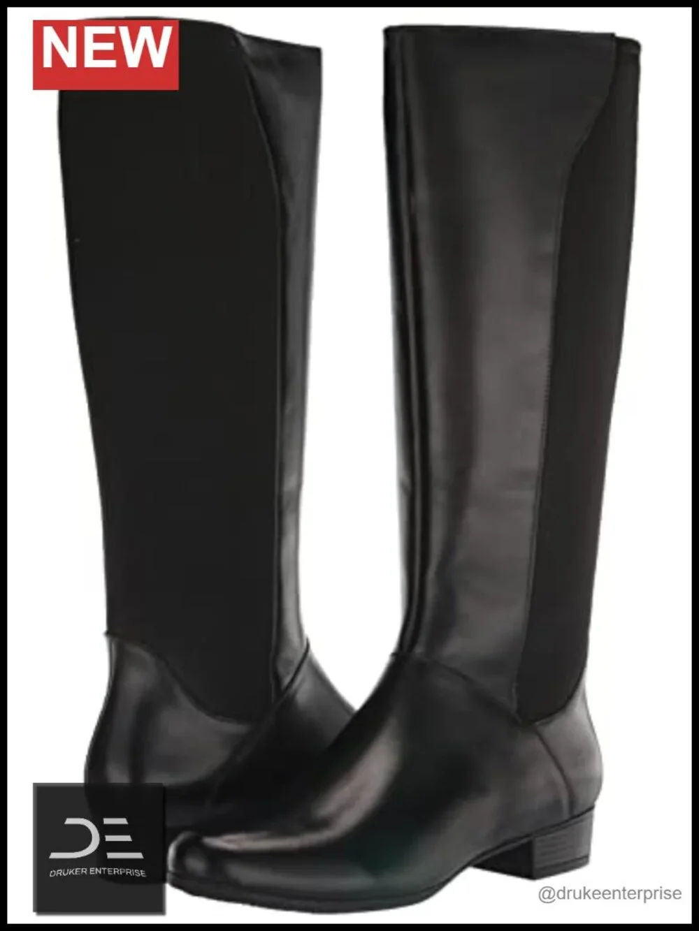 Women's Leather Knee High Boots Round Toe Pull-On